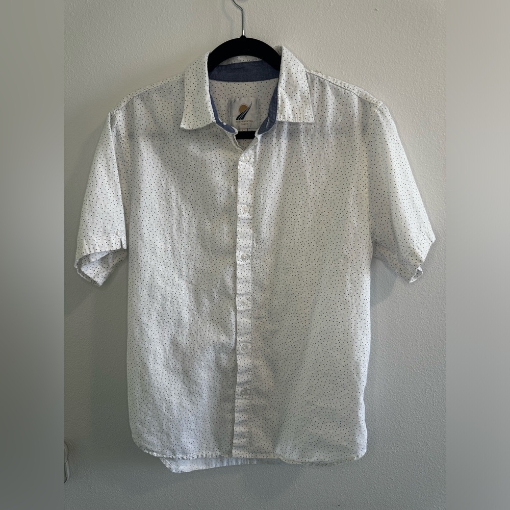 Fundamental Coast - Button Down Short Sleeve Shirt - Cotton & Linen- Size Small